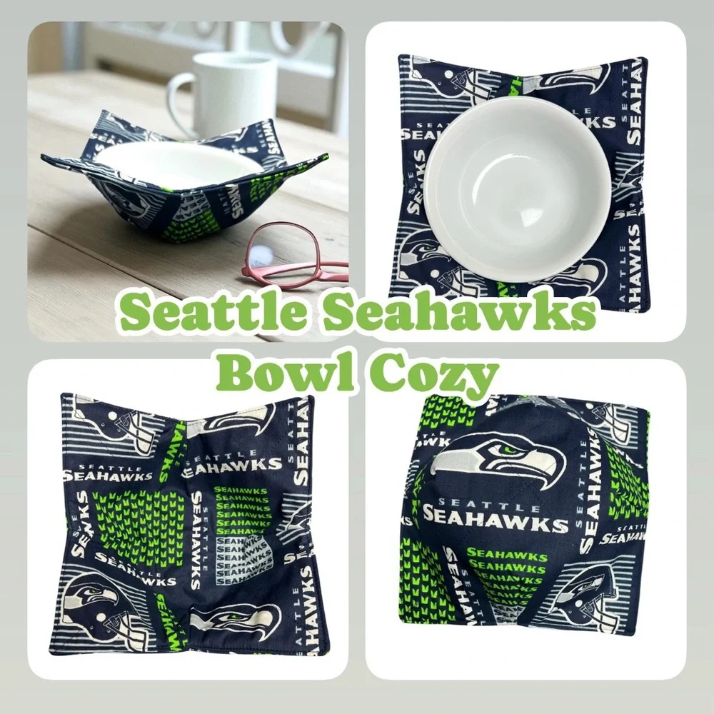 Seattle Seahawks Handcrafted Bowl Cozy Reversible NFL Bowl Holder Microwave Safe